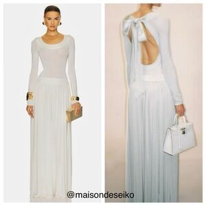 NWT Helsa Maxi Dress White Aesther Jersey Long Sleeve Cutout Wedding Bridal XXS